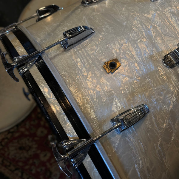 VINTAGE 1966 Ludwig Classic Outfit in White Marine Pearl - 14x22, 9x13, 16x16