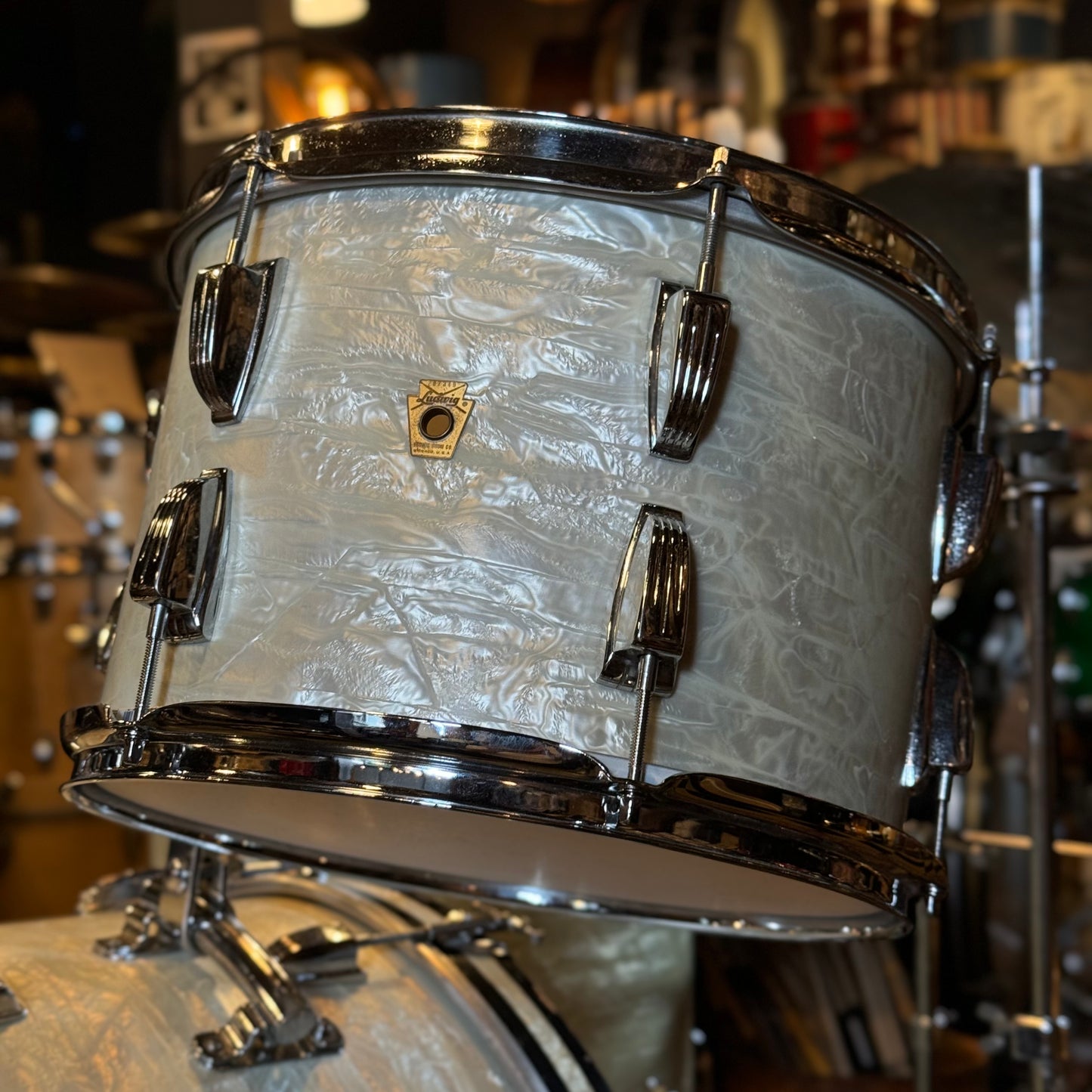 VINTAGE 1966 Ludwig Classic Outfit in White Marine Pearl - 14x22, 9x13, 16x16