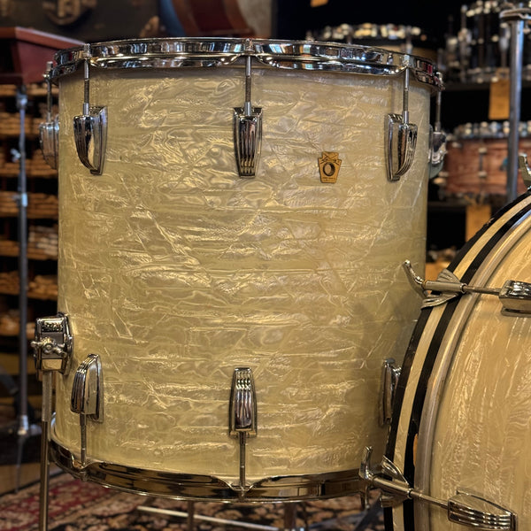 VINTAGE 1966 Ludwig Classic Outfit in White Marine Pearl - 14x22, 9x13, 16x16