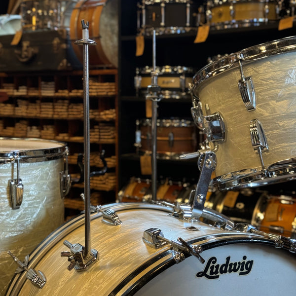 VINTAGE 1966 Ludwig Classic Outfit in White Marine Pearl - 14x22, 9x13, 16x16