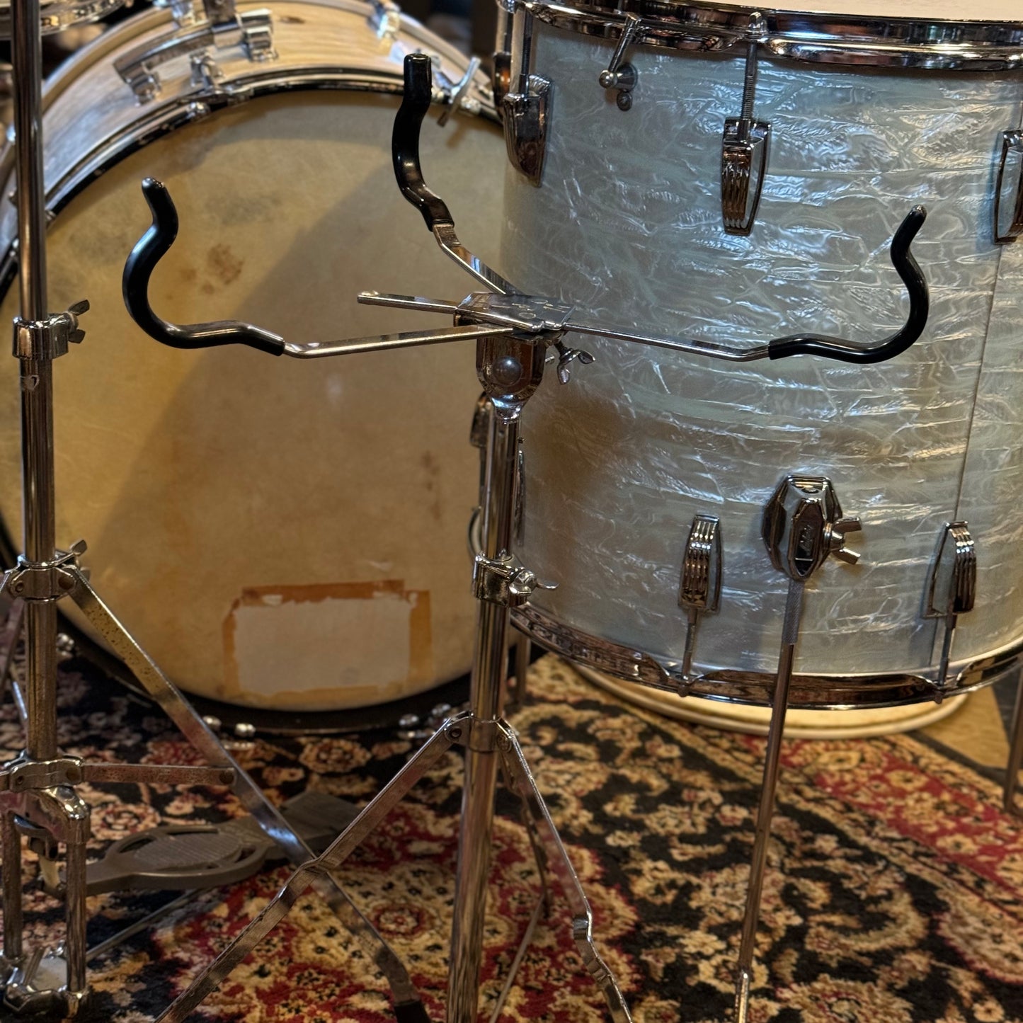 VINTAGE 1966 Ludwig Classic Outfit in White Marine Pearl - 14x22, 9x13, 16x16