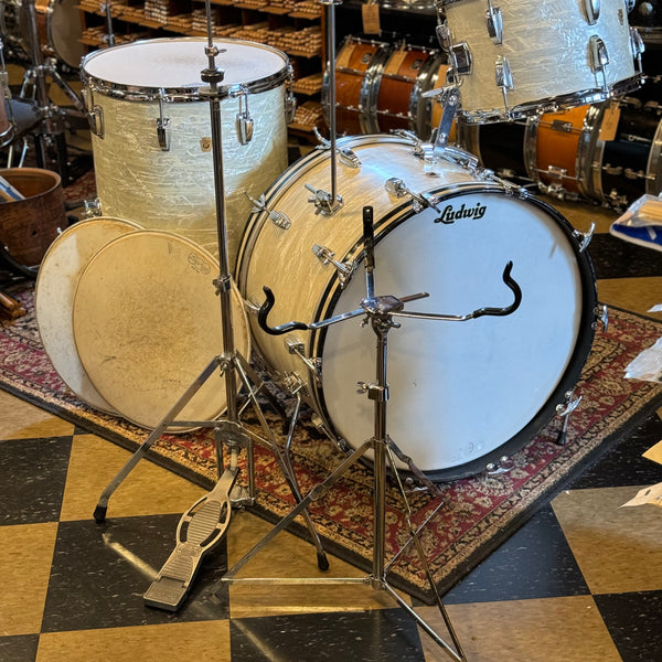 VINTAGE 1966 Ludwig Classic Outfit in White Marine Pearl - 14x22, 9x13, 16x16