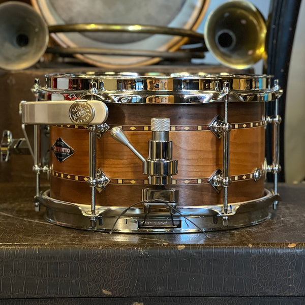 USED 2016 Craviotto Custom Shop 5.5x10 Stacked Walnut/CherryWalnut w/ Dual Walnut Inlay Mini Snare