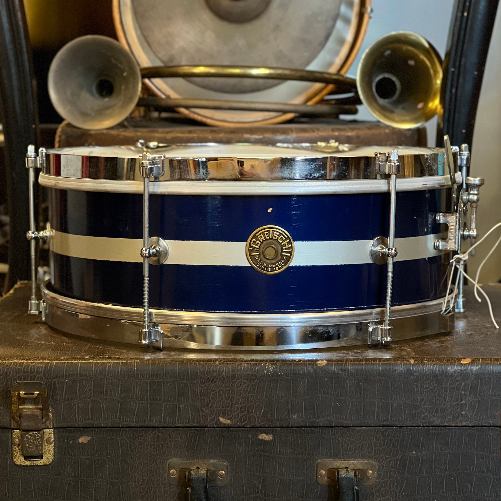 VINTAGE 1960's Gretsch 5.5x14 Jazz Combo Snare in Blue & Silver Duco