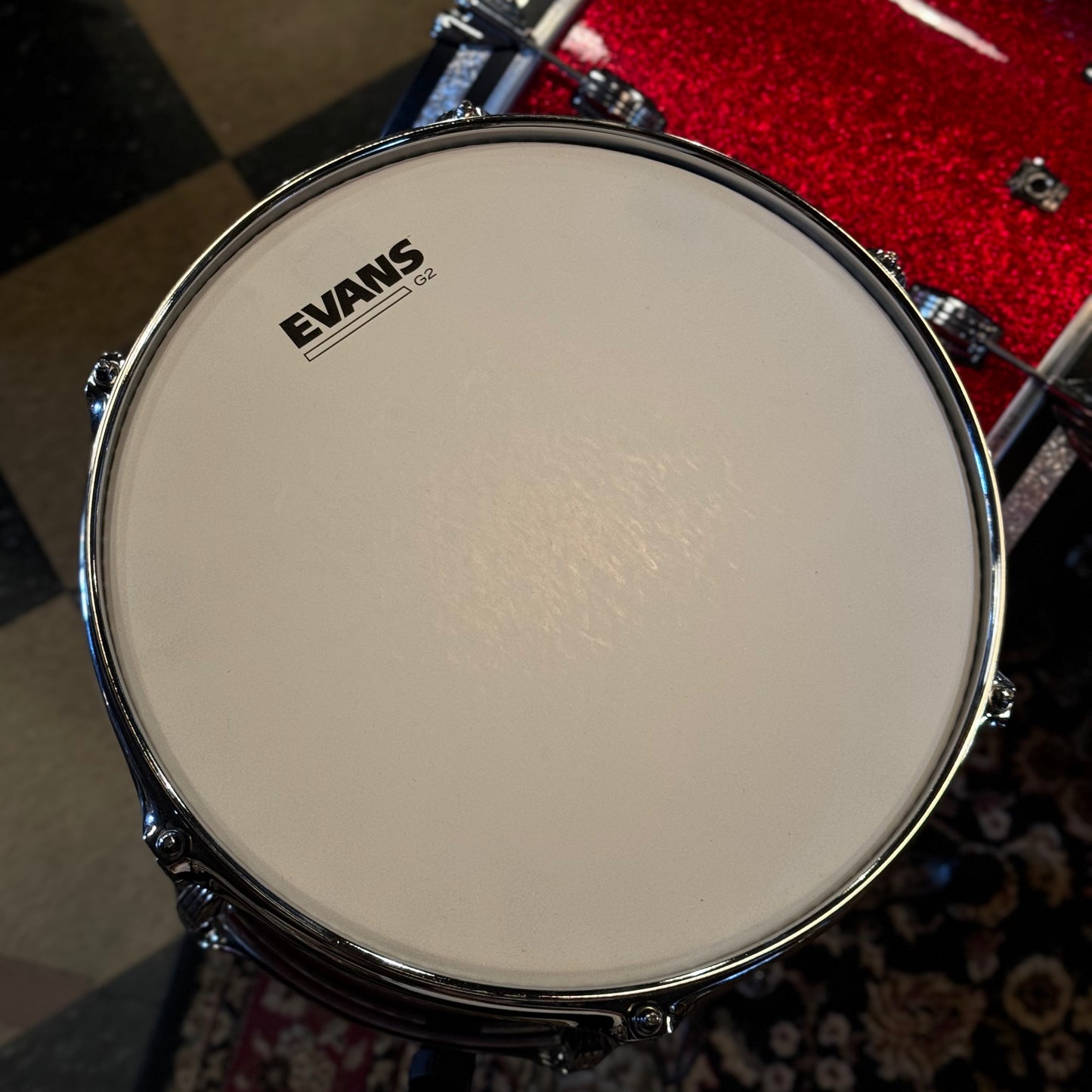 USED Ludwig Classic Oak "Fab" Outfit in Red Sparkle - 14x22, 9x13, 16x16