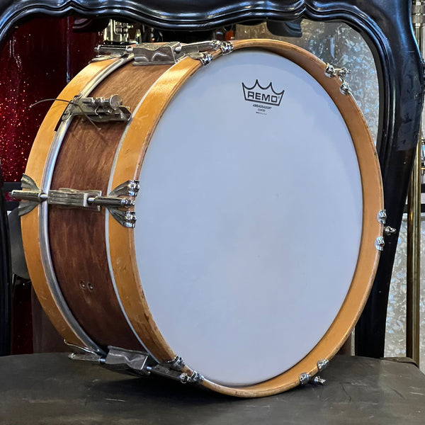 VINTAGE 1958-1959 Ludwig Transition Badge 5x14 6-Lug Pioneer in Natural Mahogany w/ Wood Hoops