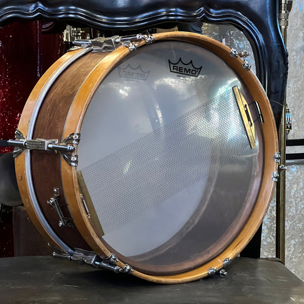 VINTAGE 1958-1959 Ludwig Transition Badge 5x14 6-Lug Pioneer in Natural Mahogany w/ Wood Hoops