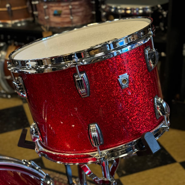 USED Ludwig Classic Oak "Fab" Outfit in Red Sparkle - 14x22, 9x13, 16x16