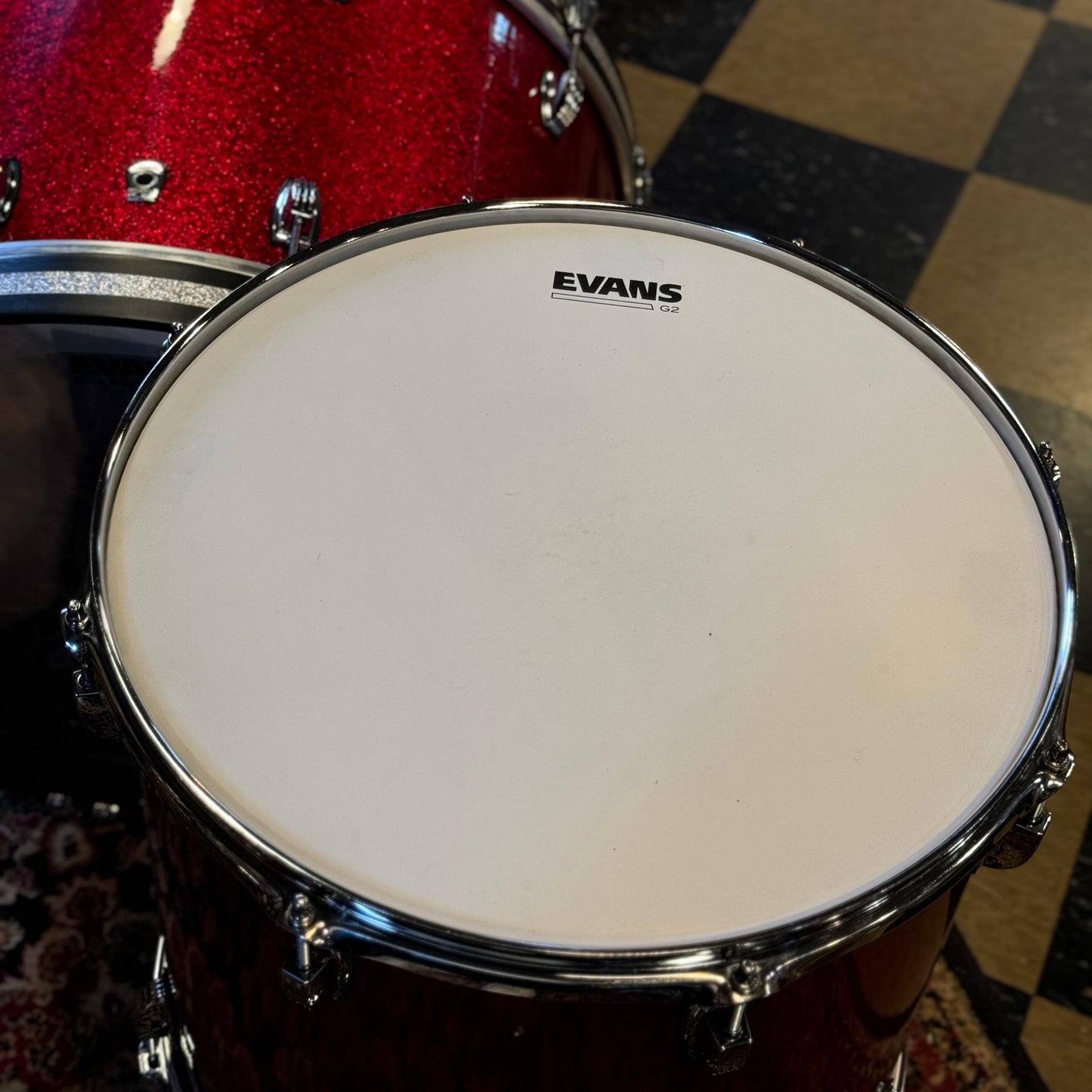 USED Ludwig Classic Oak "Fab" Outfit in Red Sparkle - 14x22, 9x13, 16x16