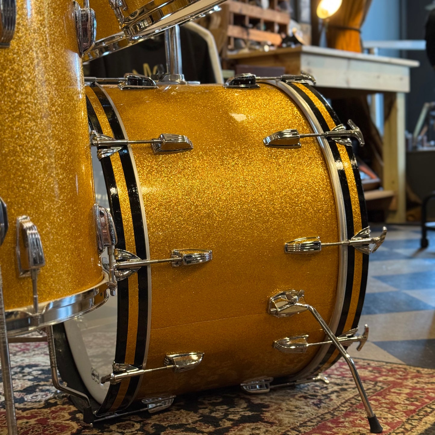 VINTAGE 1964 Ludwig Keystone "Hollywood Outfit" In Gold Sparkle - 14x22, 8x12, 8x12, 16x16, 5x14