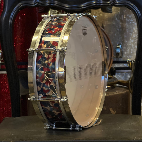 VINTAGE 1970's Slingerland 4x14 Solid Shell Refinish in Peacock Pearl