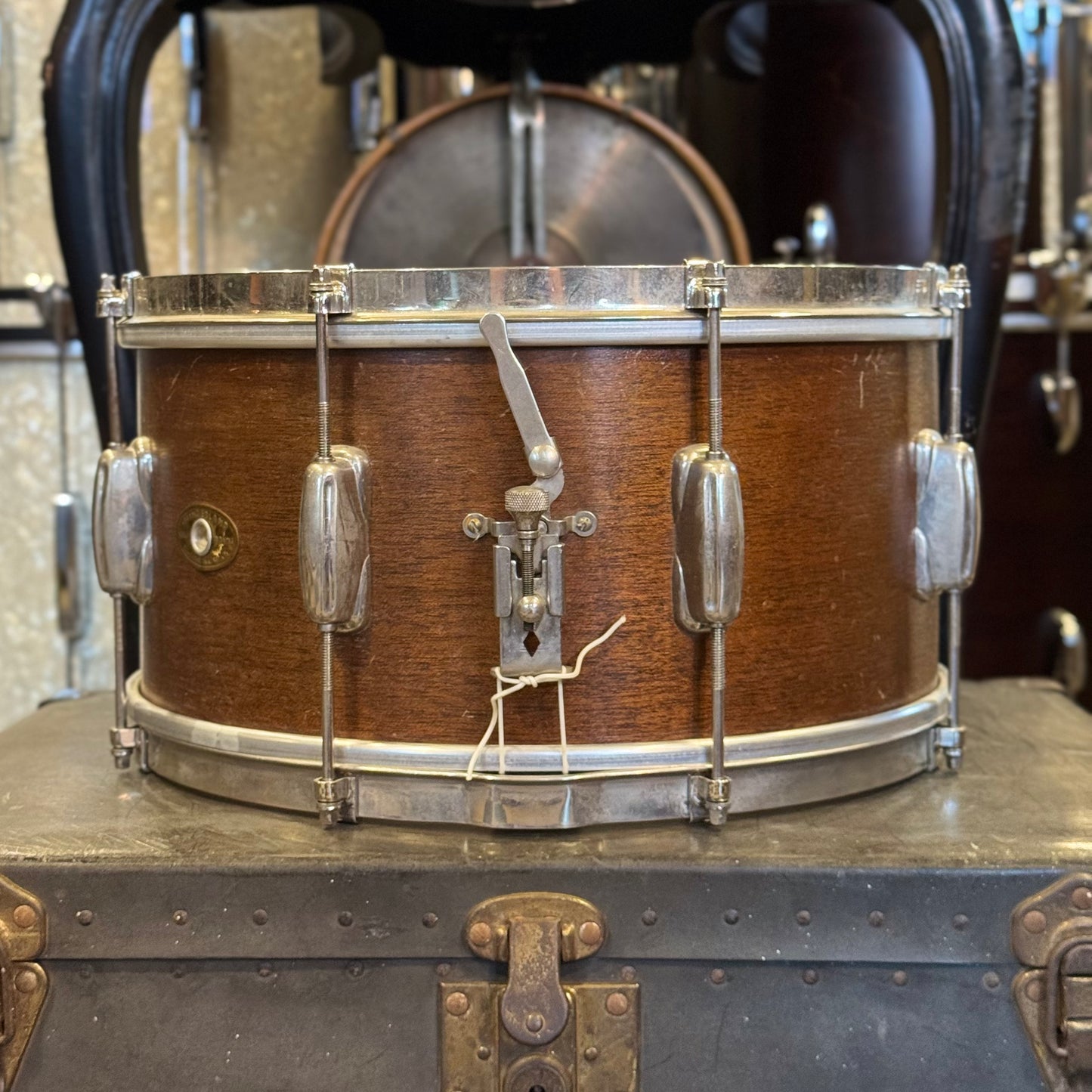 VINTAGE 1960's Slingerland 7x14 Radio King Student Model Snare Drum in Natural Mahogany