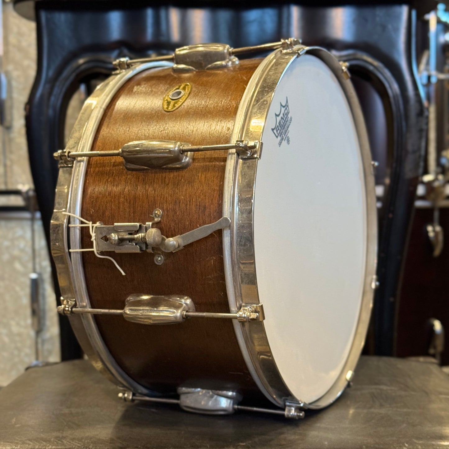 VINTAGE 1960's Slingerland 7x14 Radio King Student Model Snare Drum in Natural Mahogany