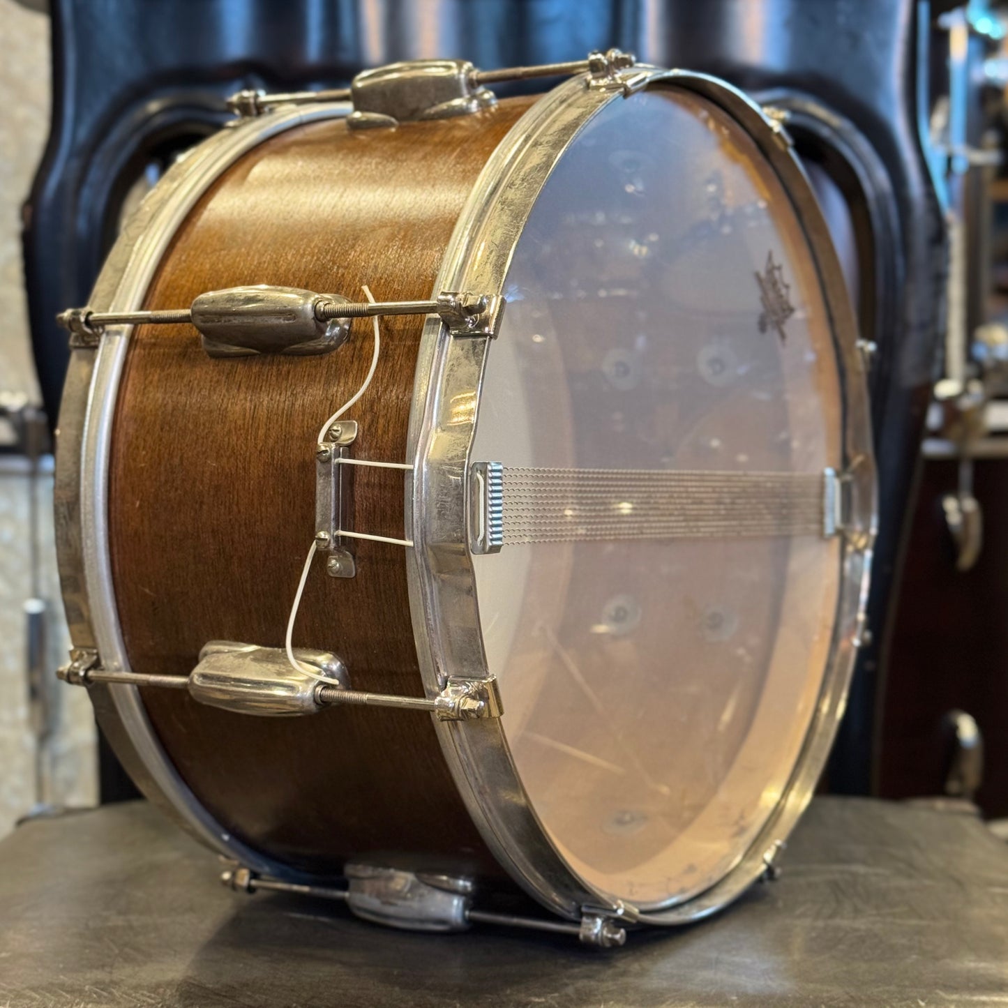 VINTAGE 1960's Slingerland 7x14 Radio King Student Model Snare Drum in Natural Mahogany