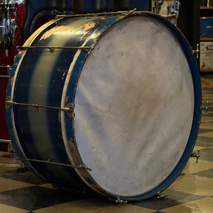 VINTAGE 1940's Slingerland 14x26 Cloud Badge Bass Drum in Blue & Silver Duco