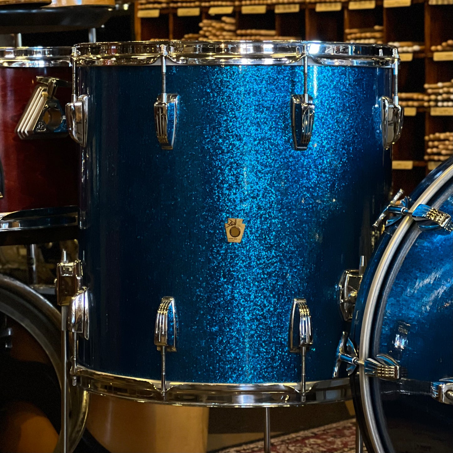 VINTAGE 1961-1963 Pre-Serial Number Ludwig Classic Outfit in Blue Sparkle - 14x22, 9x13, 16x16