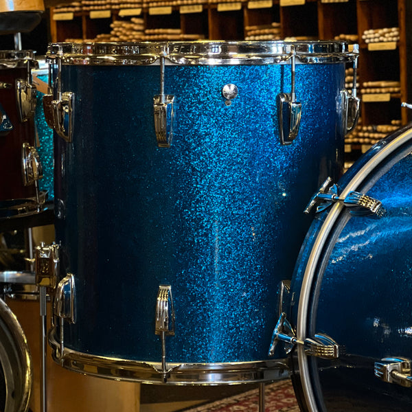 VINTAGE 1961-1963 Pre-Serial Number Ludwig Classic Outfit in Blue Sparkle - 14x22, 9x13, 16x16