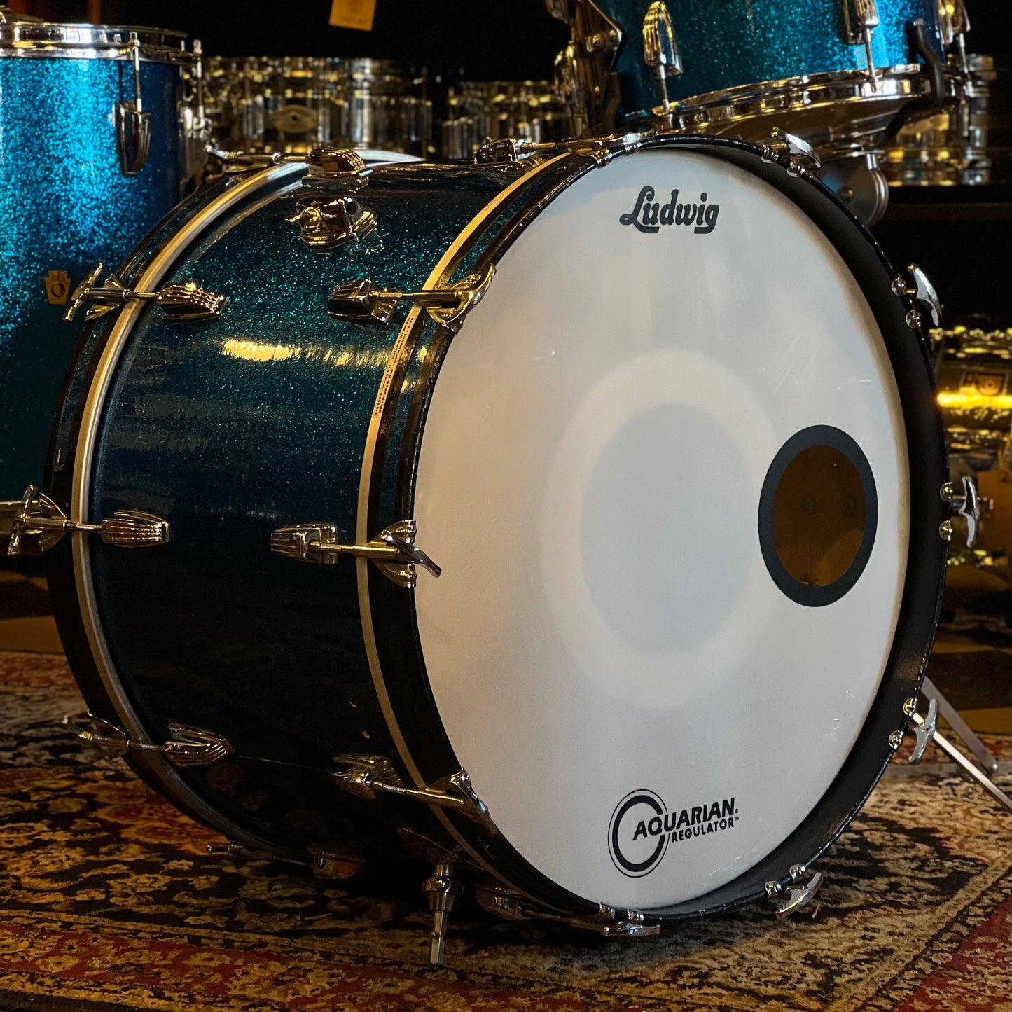 VINTAGE 1961-1963 Pre-Serial Number Ludwig Classic Outfit in Blue Sparkle - 14x22, 9x13, 16x16