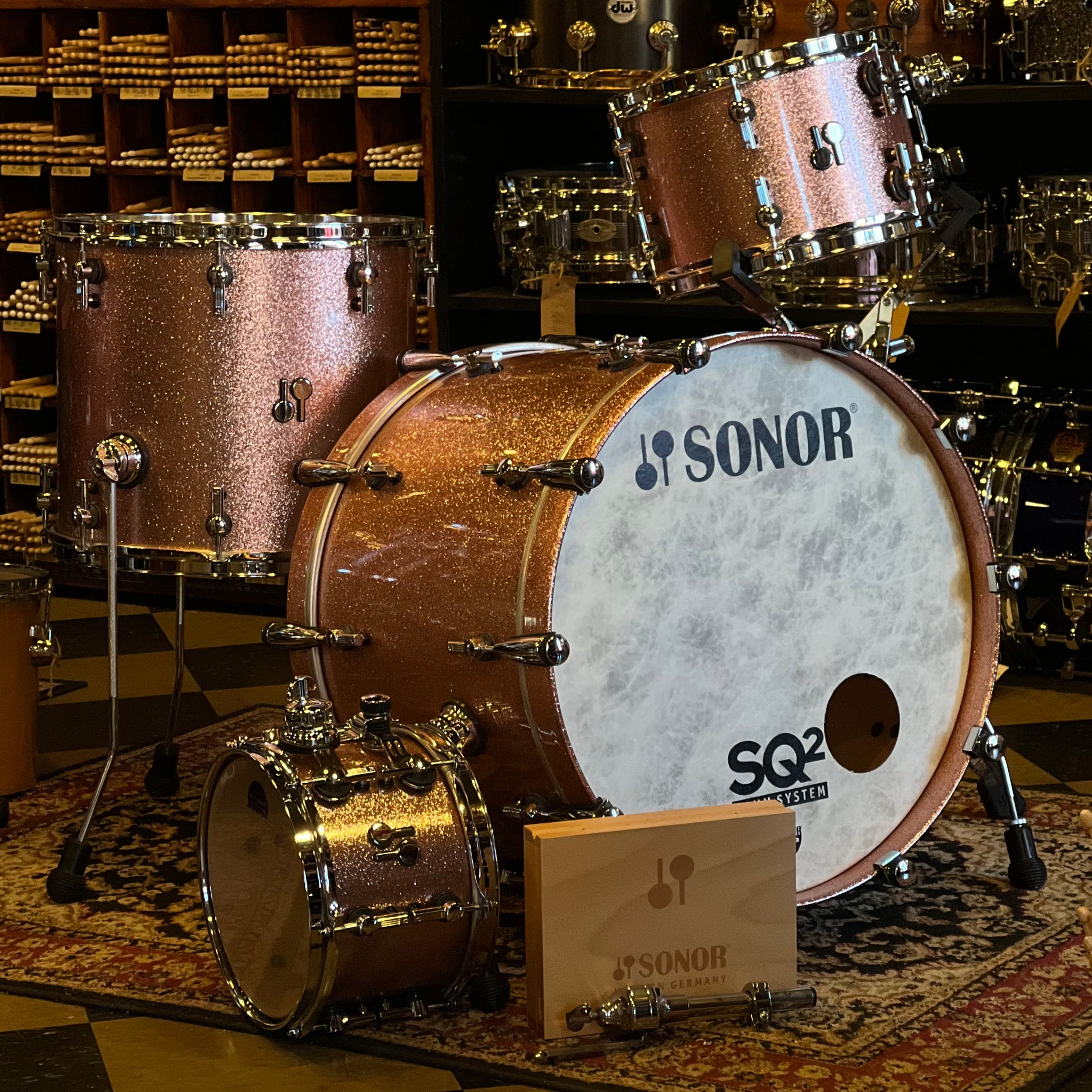 EXCELLENT Sonor SQ2 Beech Drum Set in Bright Copper Sparkle High