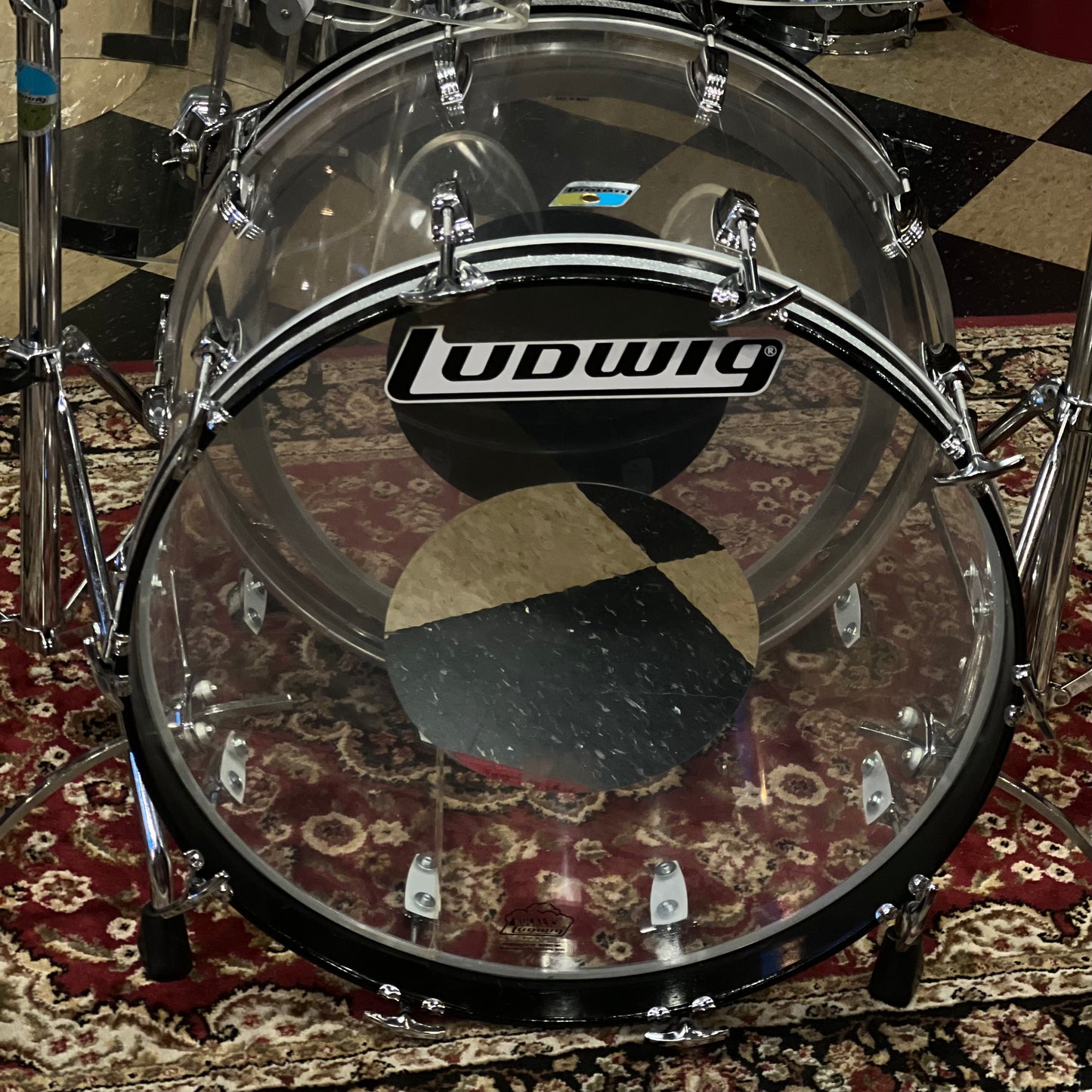 VINTAGE 1978-84 Ludwig Vistalite Sound Projector Two in Clear Acrylic - 14x22, 9x10, 11x12, 12x13, 13x14, 16x16