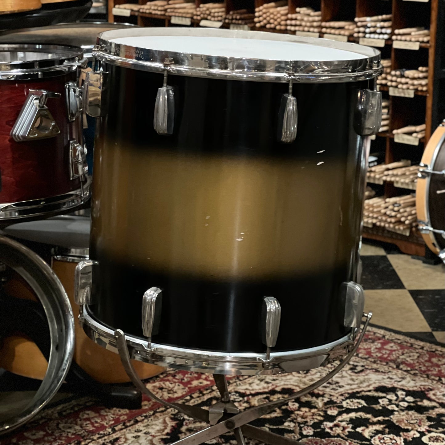 BALANCE DUE:1948 Slingerland Radio King In Black & Gold Duco 14x26, 12x14, 16x16 w/ Cradle