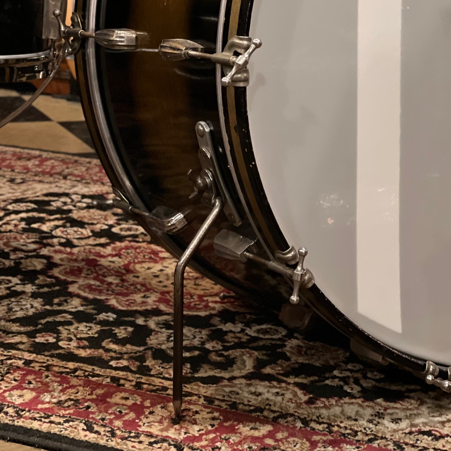 BALANCE DUE:1948 Slingerland Radio King In Black & Gold Duco 14x26, 12x14, 16x16 w/ Cradle