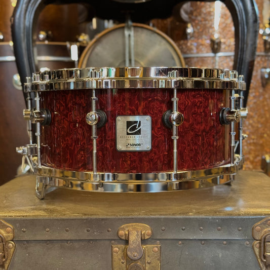 USED Sonor 7x14 Designer Maple Light Snare in Cherry Birdseye Stain w/ Die Cast Hoops