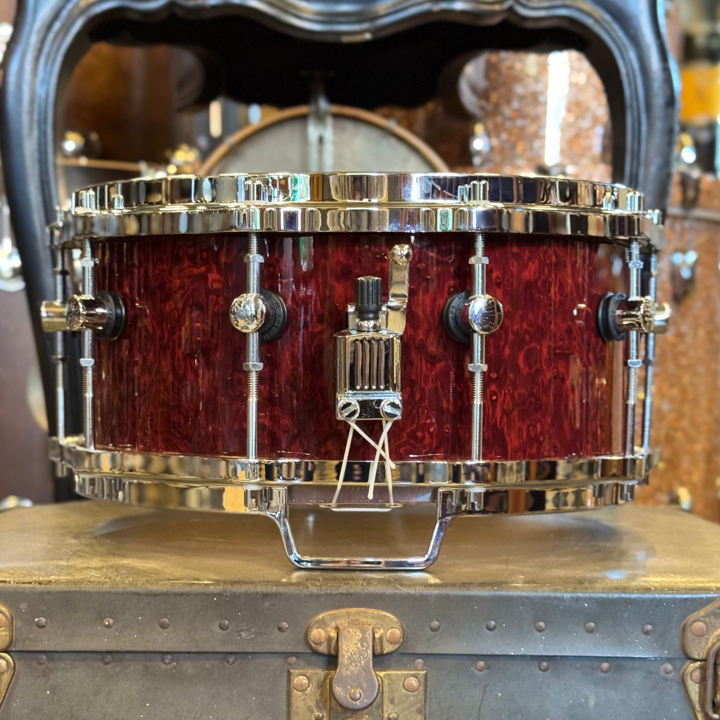 USED Sonor 7x14 Designer Maple Light Snare in Cherry Birdseye Stain w/ Die Cast Hoops
