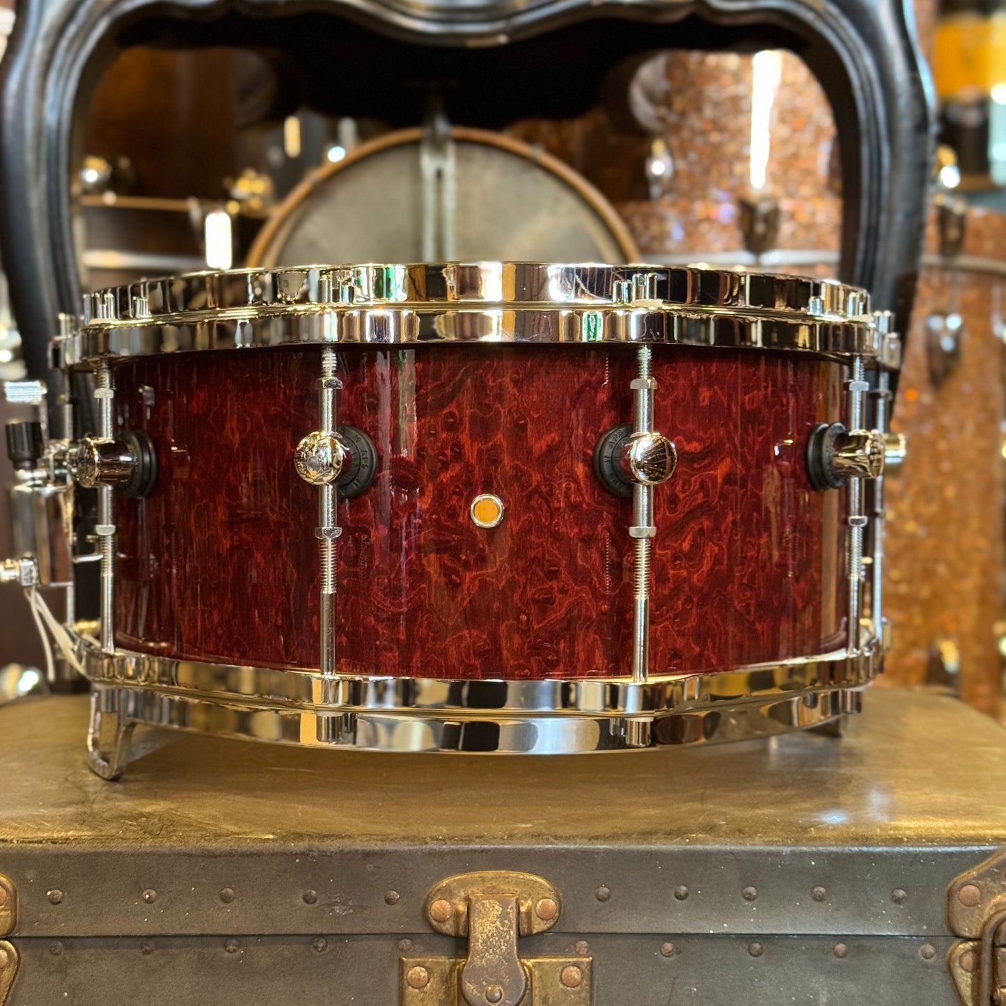 USED Sonor 7x14 Designer Maple Light Snare in Cherry Birdseye Stain w/ Die Cast Hoops