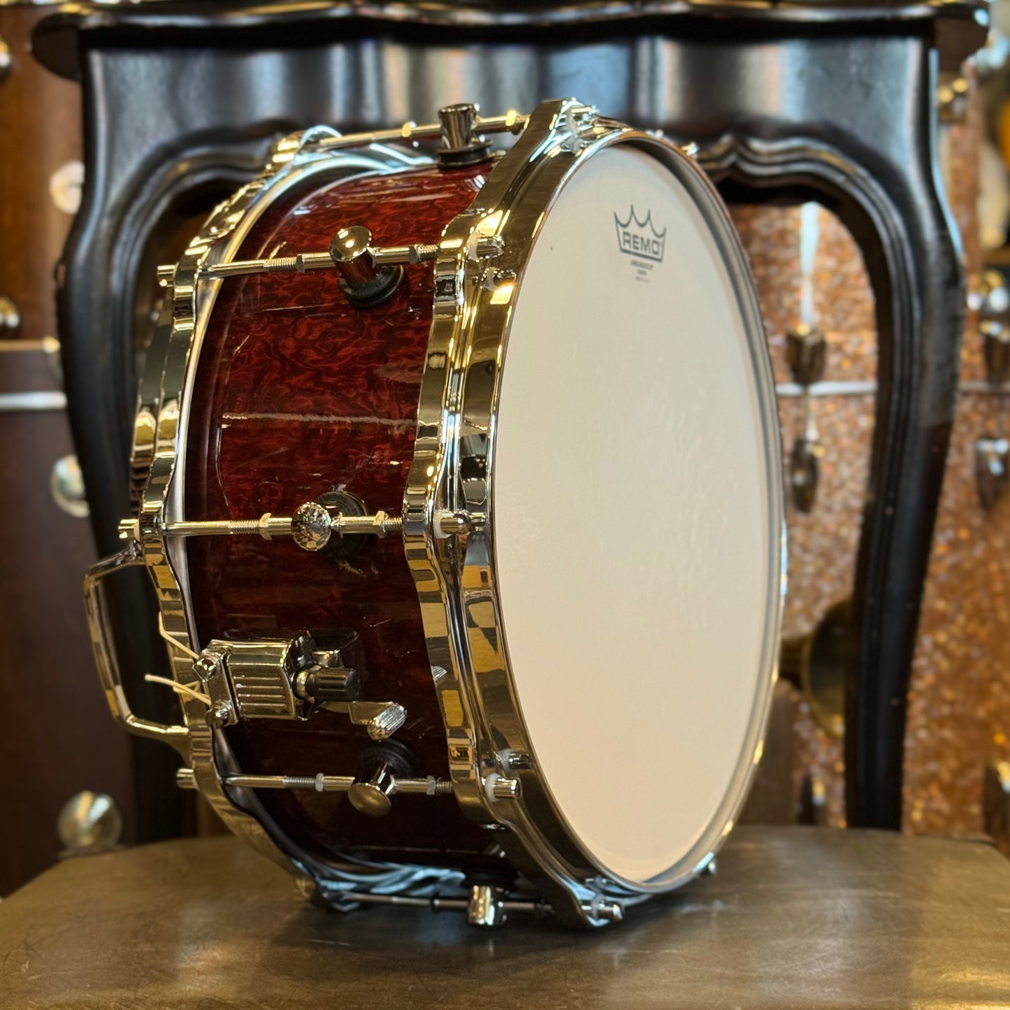 USED Sonor 7x14 Designer Maple Light Snare in Cherry Birdseye Stain w/ Die Cast Hoops