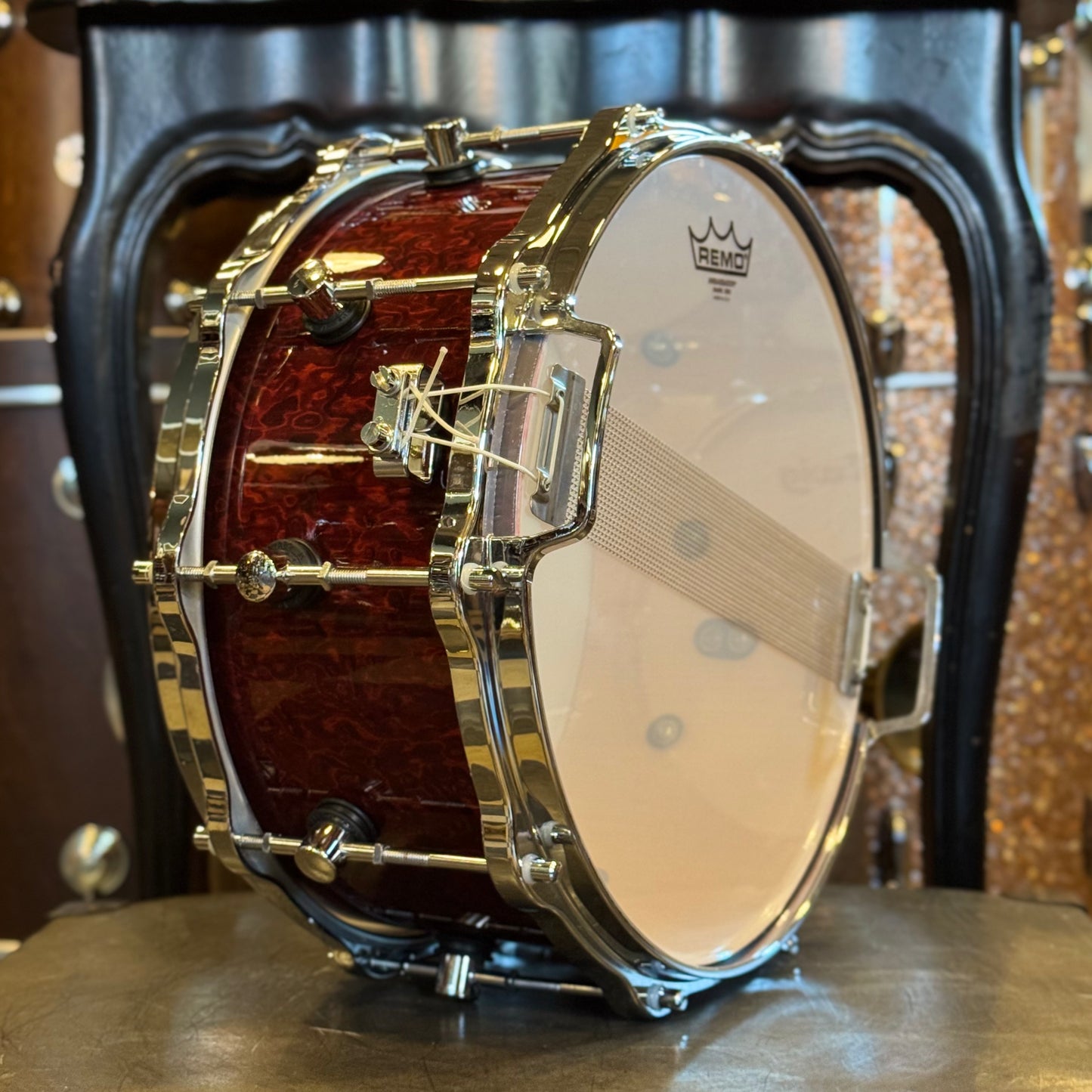 USED Sonor 7x14 Designer Maple Light Snare in Cherry Birdseye Stain w/ Die Cast Hoops