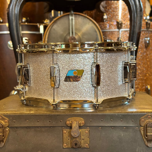 FLOOR MODEL Ludwig 6.5x14 Classic Maple Snare Drum in Silver Sparkle w/ B&O Badge & Imperial Lugs