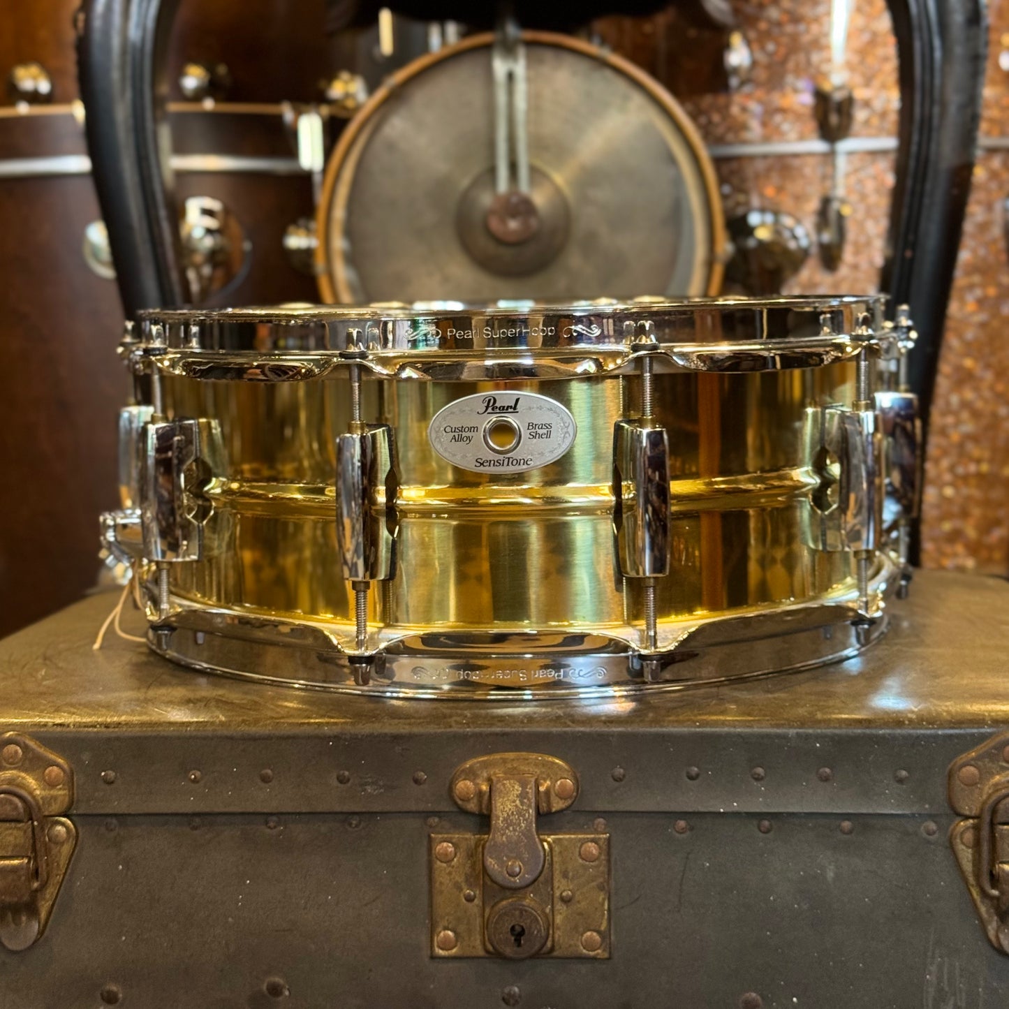 USED 90's Pearl 5.5x14 Brass Sensitone Snare Drum