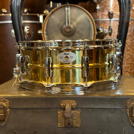 USED 90's Pearl 5.5x14 Brass Sensitone Snare Drum