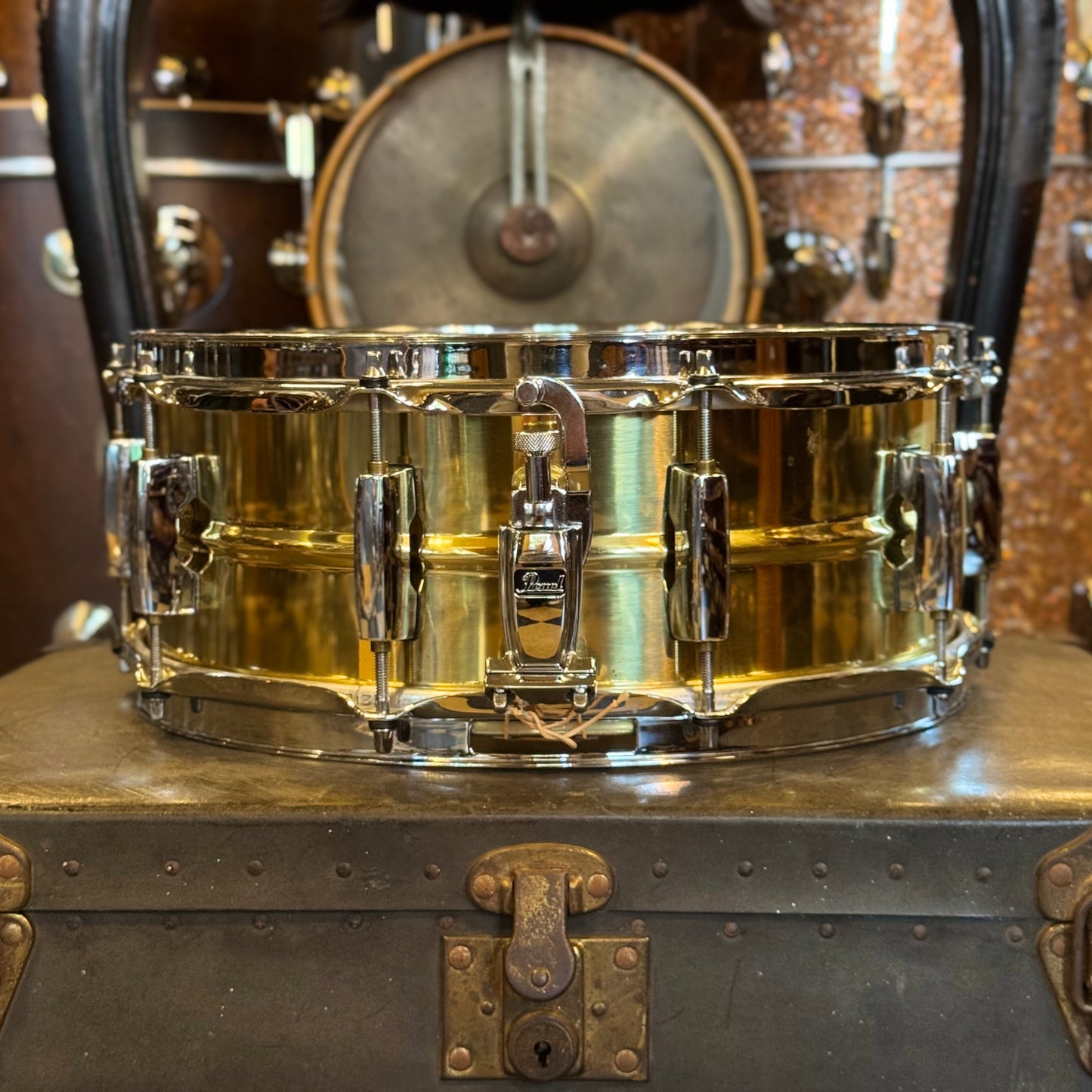 USED 90's Pearl 5.5x14 Brass Sensitone Snare Drum