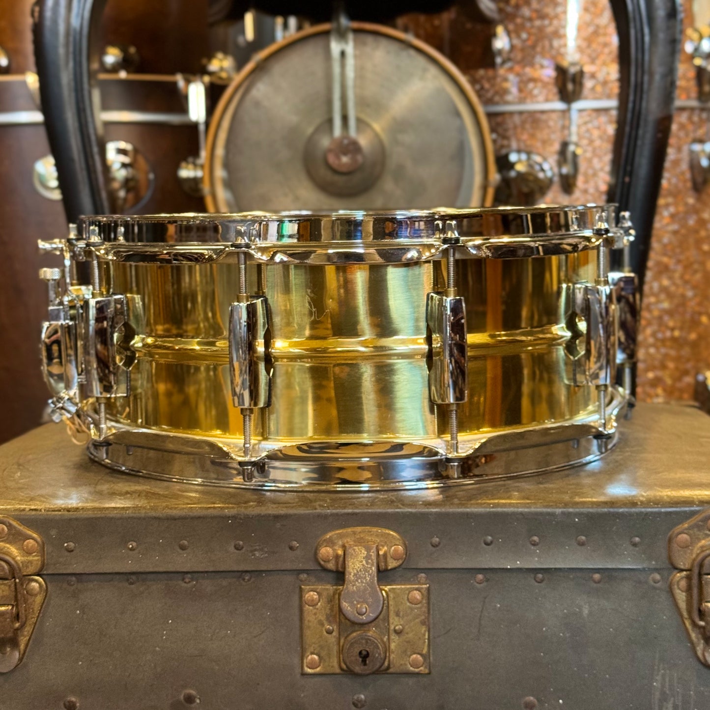 USED 90's Pearl 5.5x14 Brass Sensitone Snare Drum