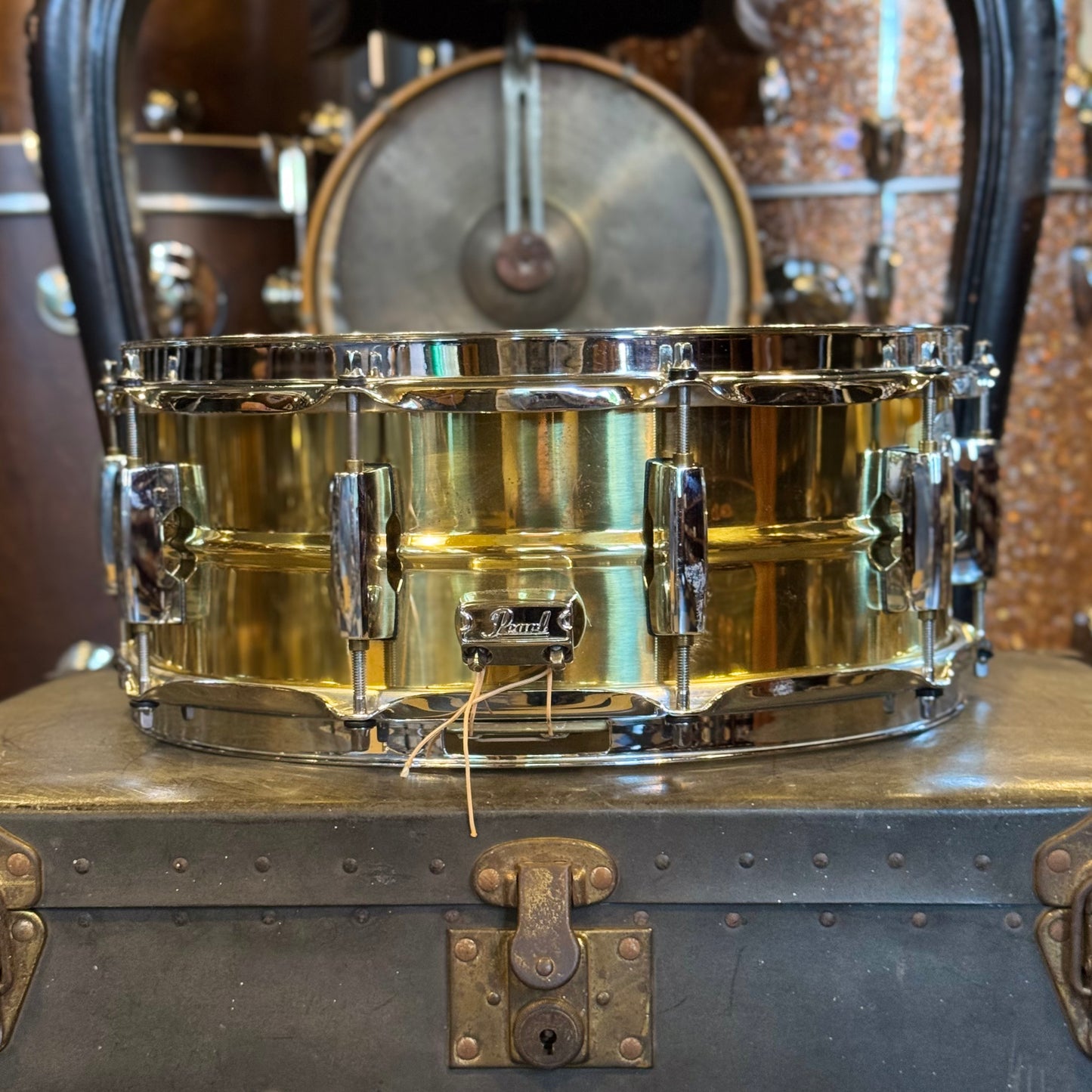USED 90's Pearl 5.5x14 Brass Sensitone Snare Drum