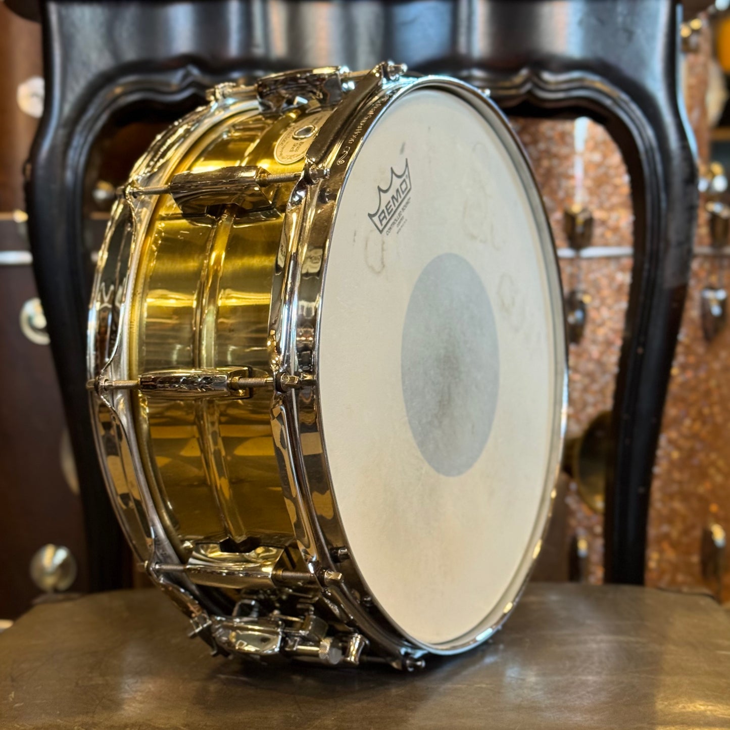 USED 90's Pearl 5.5x14 Brass Sensitone Snare Drum
