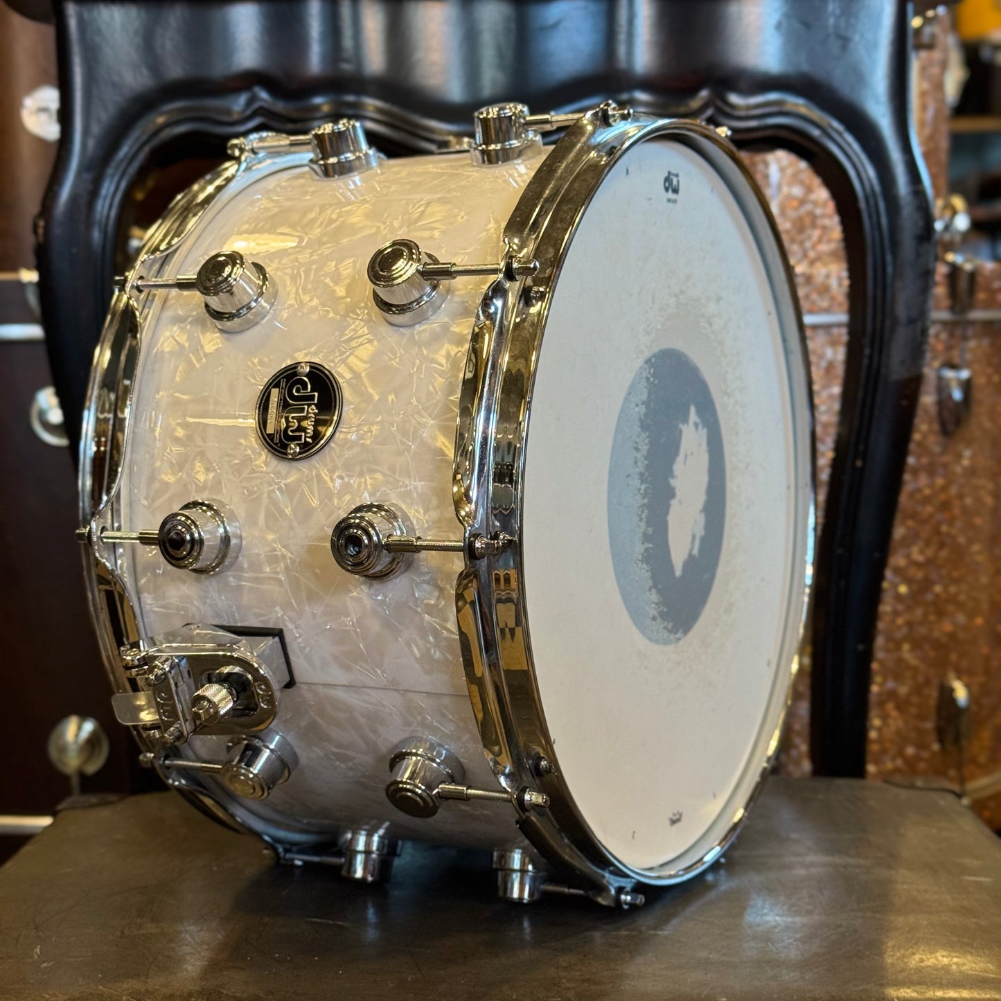 USED DW 8x14 Performance Snare in White Marine Pearl