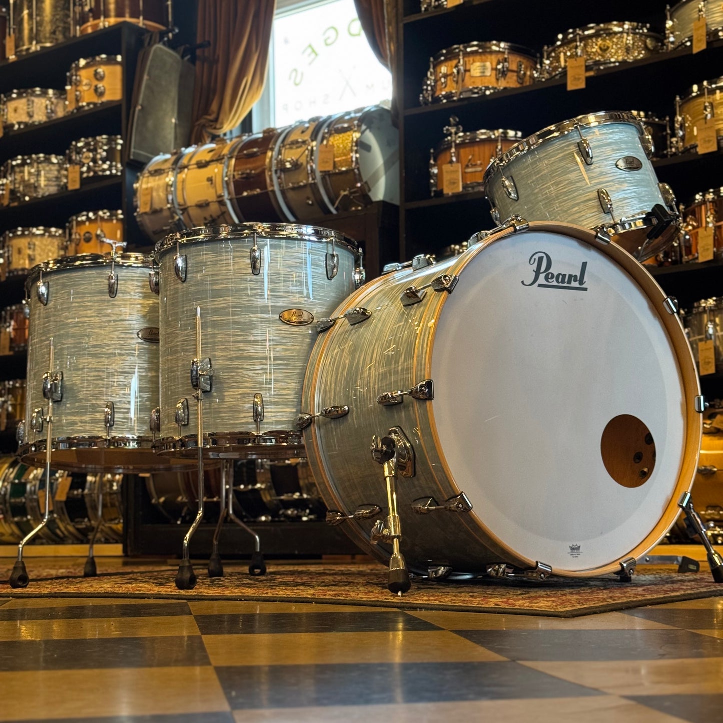 USED Pearl Session Studio Select Drum Set in Ice Blue Oyster - 14x24, 9x13, 16x16, 16x18