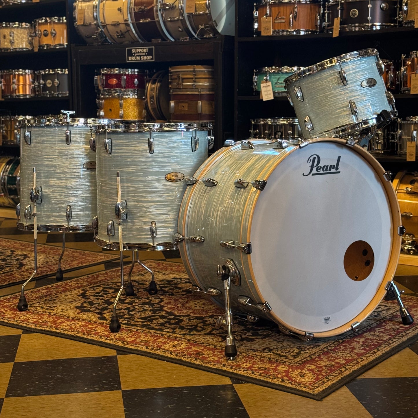 USED Pearl Session Studio Select Drum Set in Ice Blue Oyster - 14x24, 9x13, 16x16, 16x18