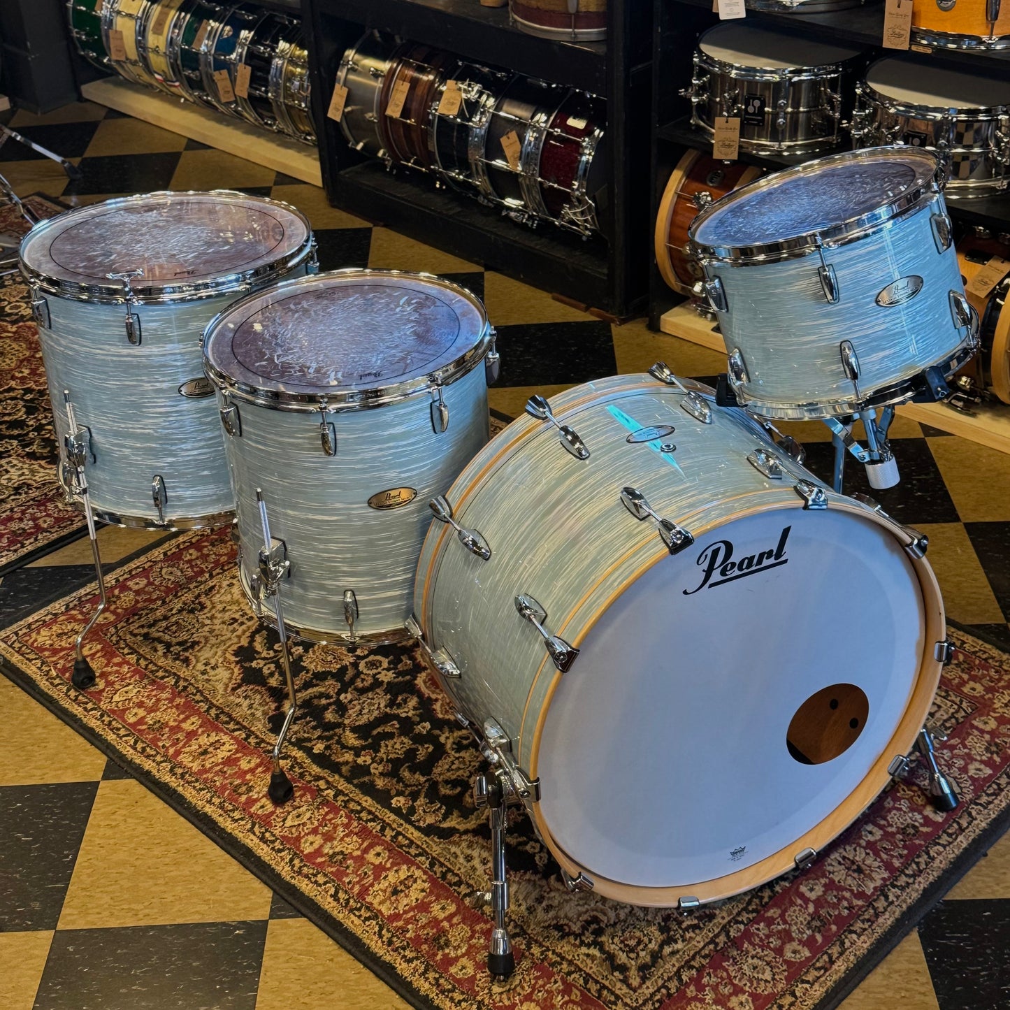 USED Pearl Session Studio Select Drum Set in Ice Blue Oyster - 14x24, 9x13, 16x16, 16x18