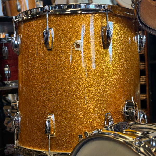 VINTAGE 1968 Ludwig Hollywood Outfit in Gold Sparkle w/ LM400 Supraphonic - 14x22, 8x12, 9x13, 16x16, 5x14