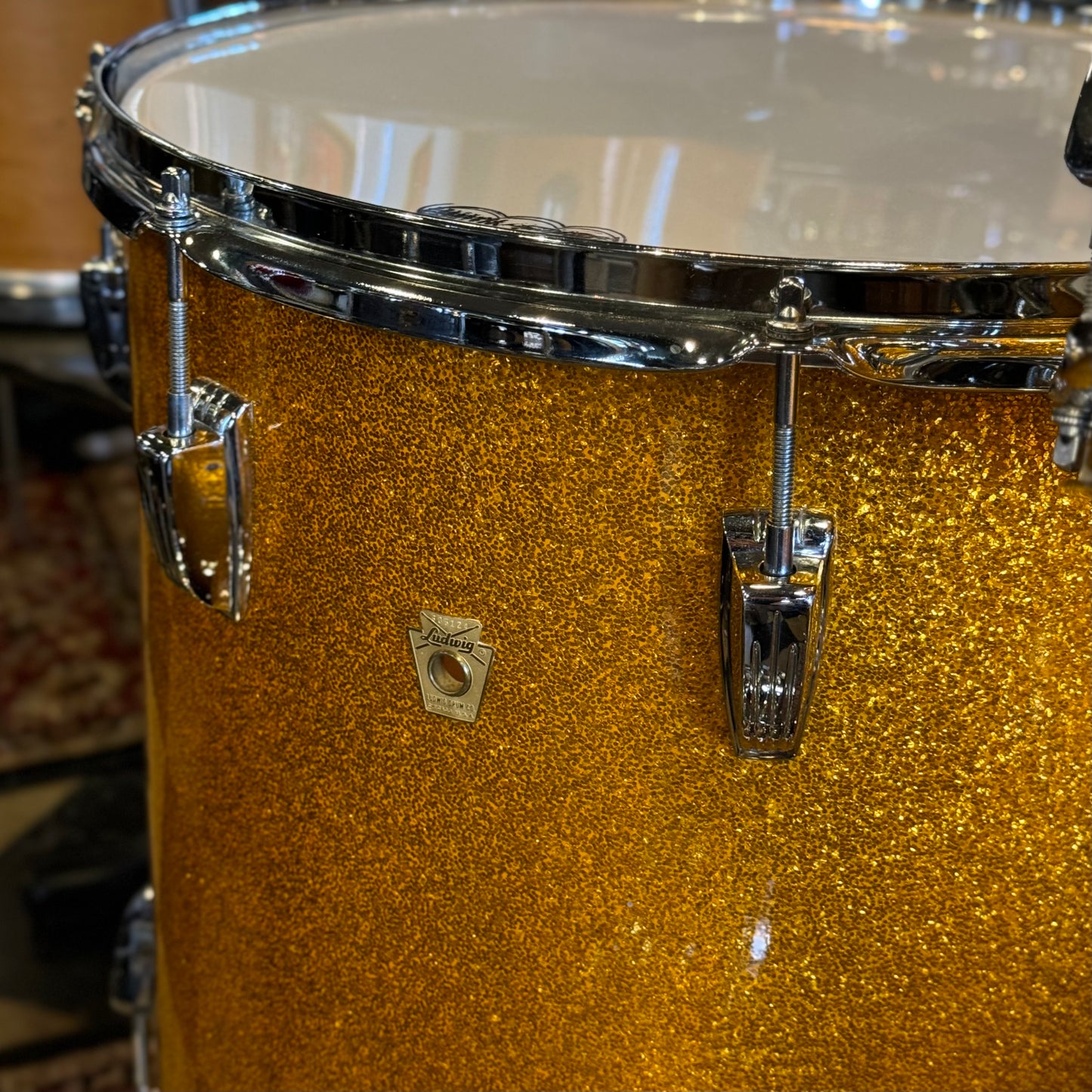 VINTAGE 1968 Ludwig Hollywood Outfit in Gold Sparkle w/ LM400 Supraphonic - 14x22, 8x12, 9x13, 16x16, 5x14