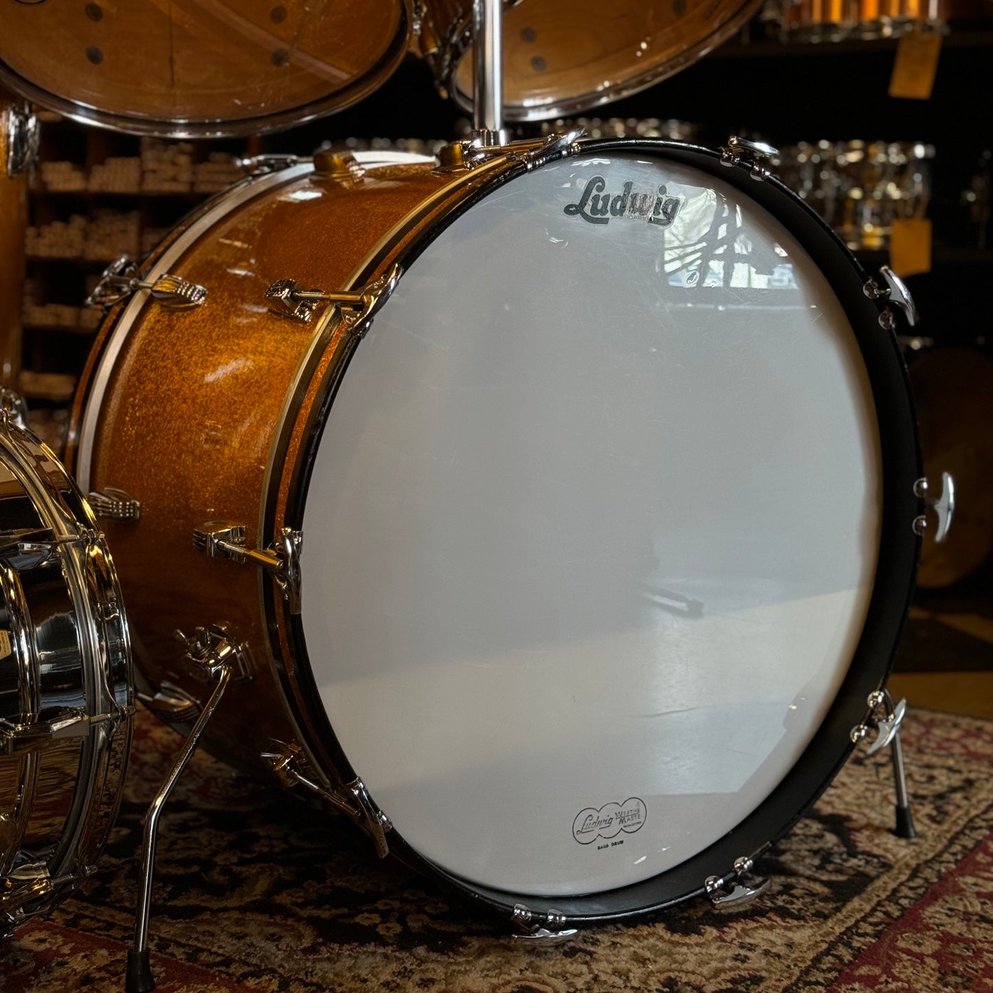 VINTAGE 1968 Ludwig Hollywood Outfit in Gold Sparkle w/ LM400 Supraphonic - 14x22, 8x12, 9x13, 16x16, 5x14