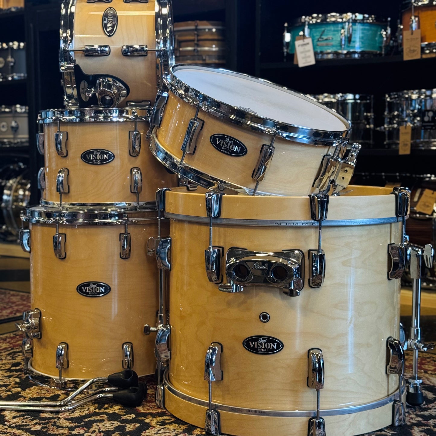 USED Pearl Vision Birch Bop Outfit in Natural Lacquer - 14x18, 8x10, 8x12, 14x14, 5.5x14