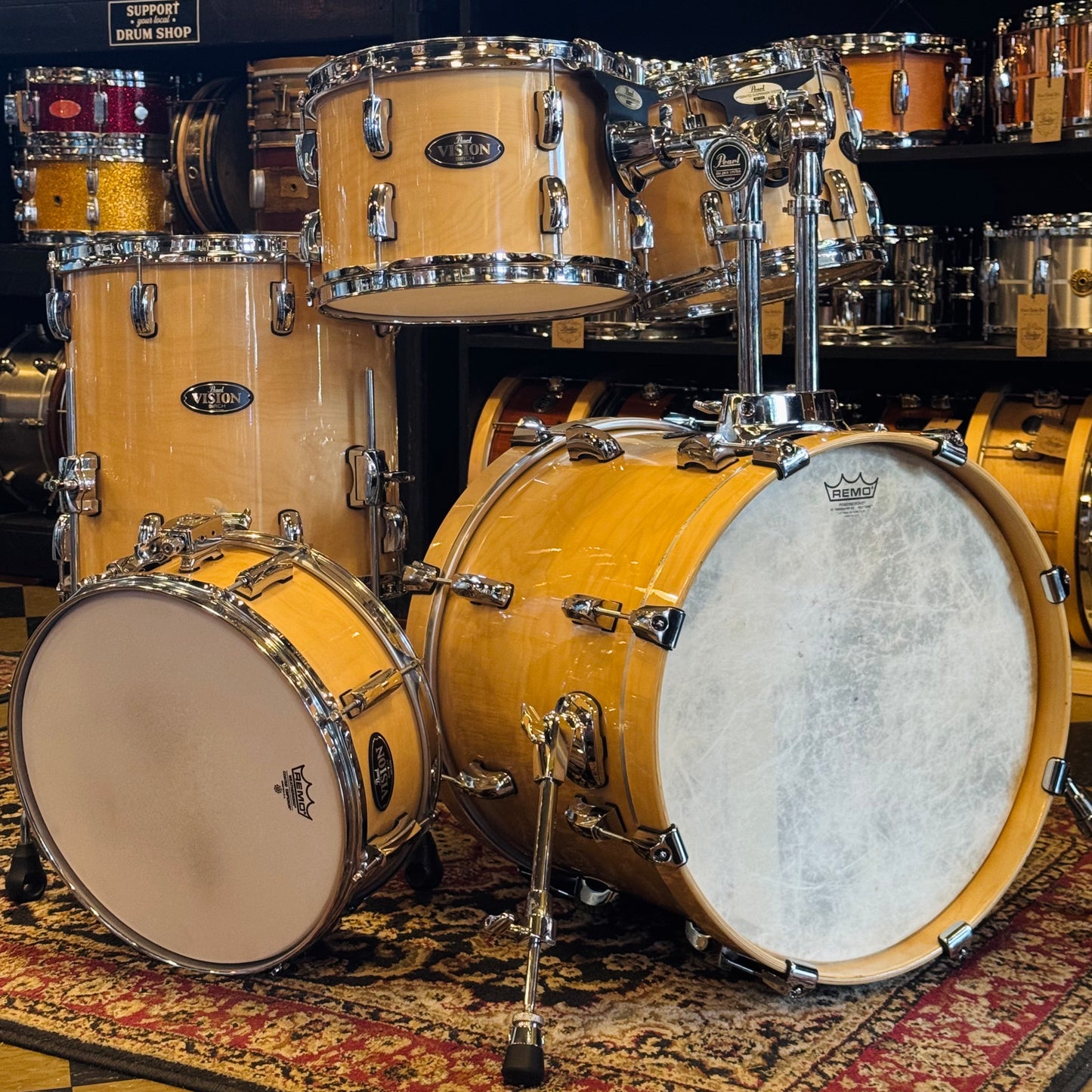 USED Pearl Vision Birch Bop Outfit in Natural Lacquer - 14x18, 8x10, 8x12, 14x14, 5.5x14