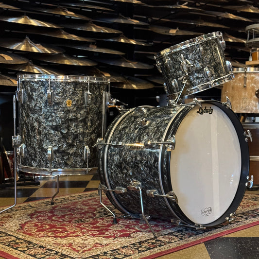 VINTAGE 1960's Ludwig Classic Outfit in Black Diamond Pearl - 14x20, 9x13, 16x16