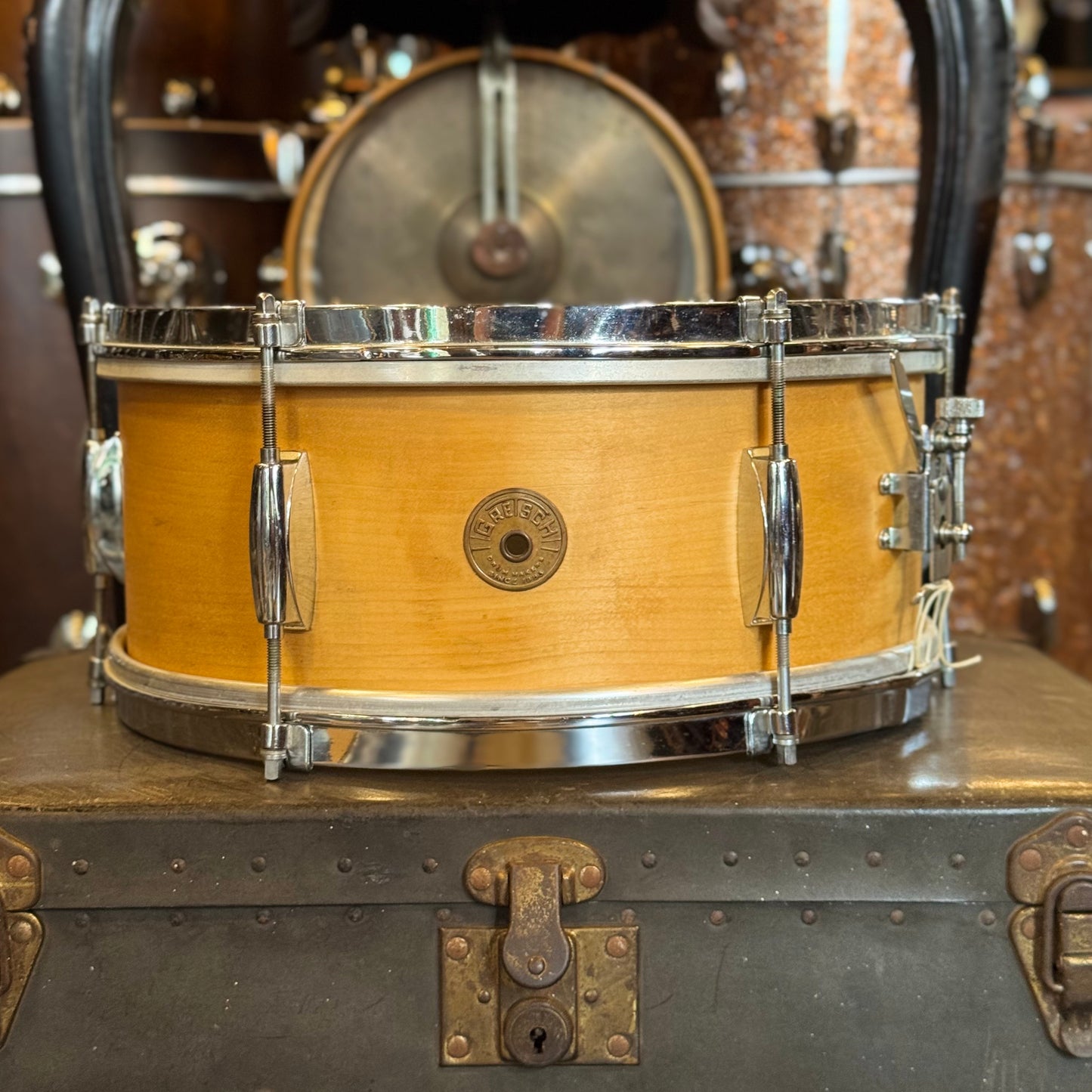 VINTAGE 1960's Gretsch 5.5x14 Dixieland Snare Drum in Natural