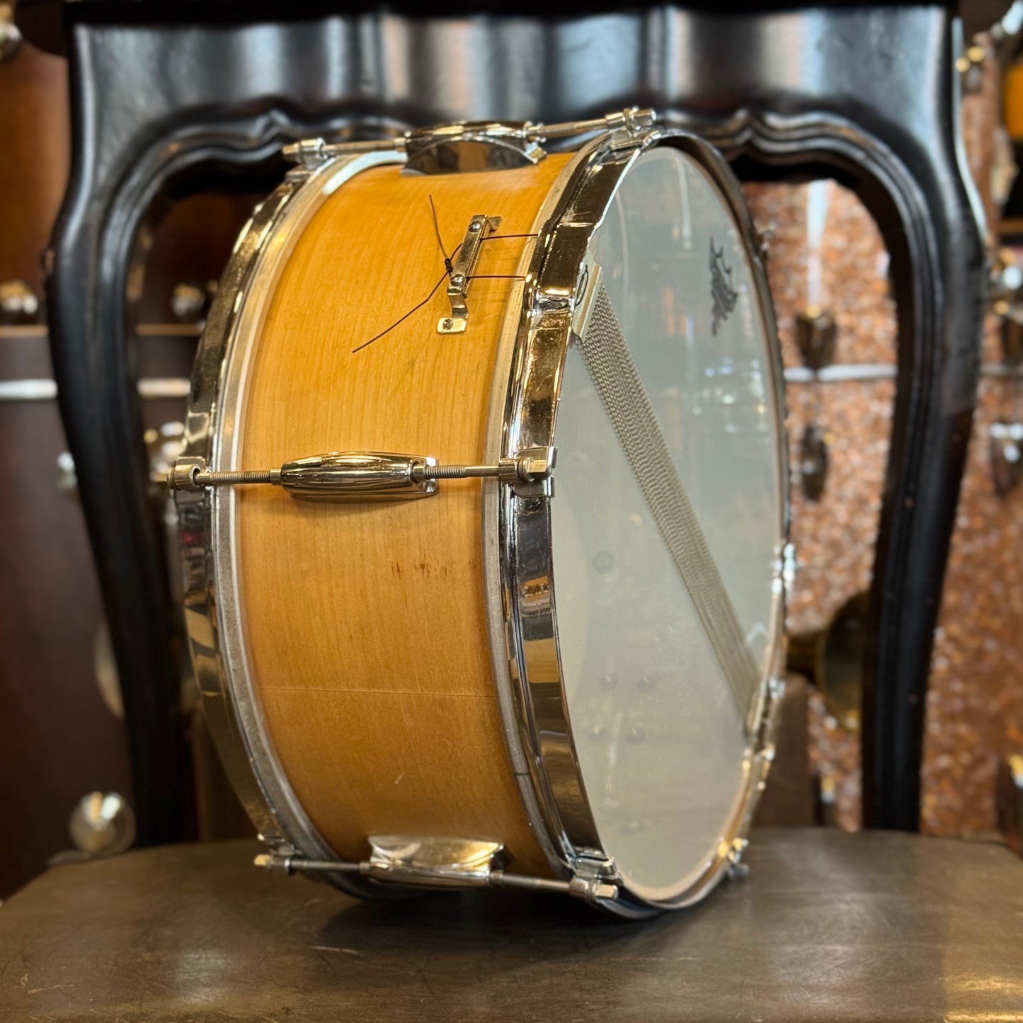 VINTAGE 1960's Gretsch 5.5x14 Dixieland Snare Drum in Natural